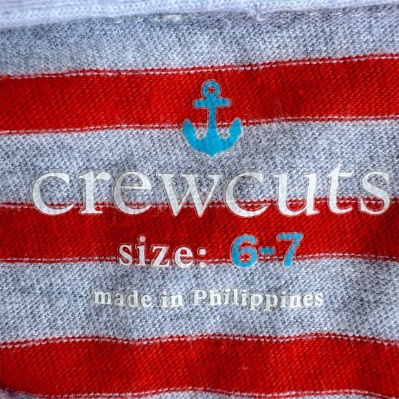 Crewcuts Boys' Long Sleeve Striped Rugby Polo Shirt Orange Gray Size 6-7 - Picture 3 of 3